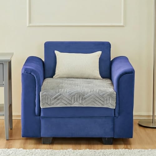Image of Amazon Basics - Velvet Quilted Make Your Own Sofa Cover | 70cm x 70cm |Microfiber Sofa Slipcover (Striped,Silver, 1 Seater)