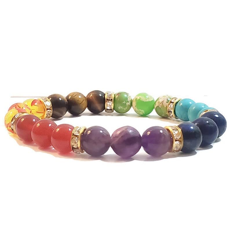 Bracelet 7 chakras perles 8mm LKBEADS pour homme et femme