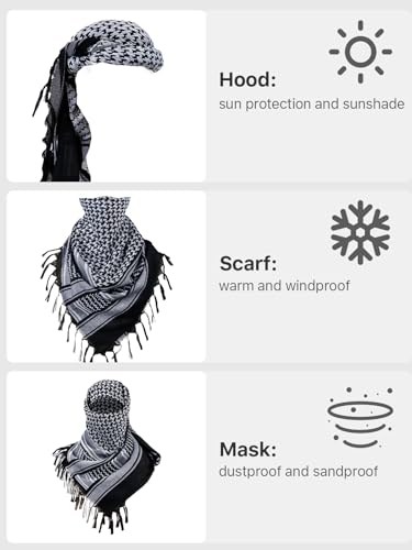 Image of FREE SOLDIER Scarf Military Shemagh Tactical Desert Keffiyeh Head Neck Scarf Arab Wrap with Tassel for Men Women