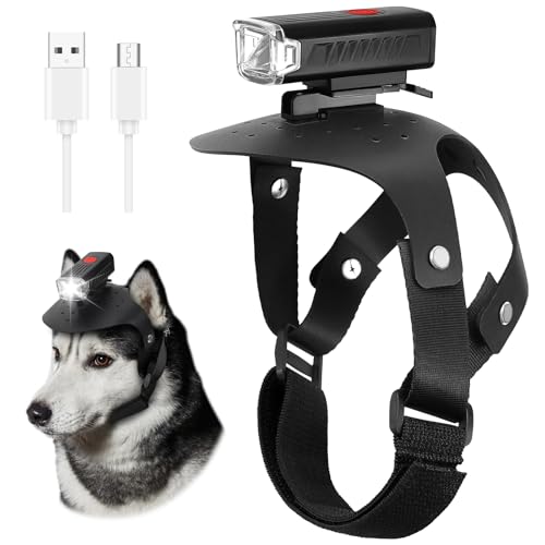 Dog Head Lights for Small and Medium Sized Dogs, 3 Light Modes Dog Collar Light, USB Rechargeable Waterproof Pet Walking Accessories, for Dog Lights for Night Walking Camping