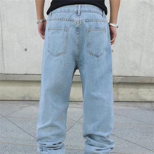 Men's Spring Fall Jeans – Baggy Oversize Straight Loose Wide-Leg Denim Pants, Casual Solid Streetwear4