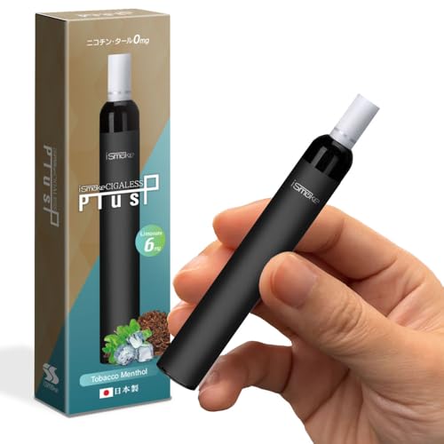 iSmoke Cigaless Plus 電子タバコ タール ニコチン0 VAPE ベイプ 電子タバコ 使い捨て シーシャ 持ち運び スターターキット 本体 (重さ 6mg, タバコメンソール 1本)