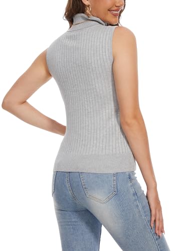 Image of INKOFF Sleeveless Mock Neck Turtleneck Knit Tops Women Dressy Casual Sweater Vest Business Work Tank