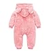 Baby Fleece Winter Jumpsuit Cute Bear Ears Hooded Snowsuit Fuzzy Teddy Onesie Full Zip Furry (Pink, 18-24 Months)
