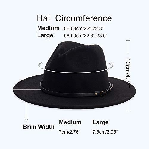 Image of Classic Fedora Hat Flat Top Hat Felt Pork Pie Hat Wide Brim Church Derby Cap for Women and Men
