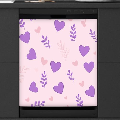 Calcomanía magnética para el día de San Valentín con diseño de corazón morado sobre rosa, para decoración de electrodomésticos de cocina, cubierta magnética reutilizable para el panel del frigorífico