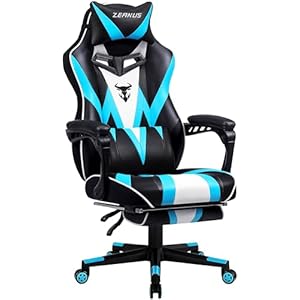 Zeanus Reclining Gaming Chair for Adults, High Back Gamer Chair with Footrest, Big and Tall Computer Gaming Chairs with Massage, Ergonomic PC Gaming Chair with Armrest, Cyan Game Chair for Teens(Teal)