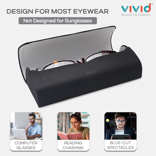 Image of VIVID Vision Unisex Adult Eyewear Specs Case Cover | Screw Driver | Free Cloth | Protect Eye Glasses | Chashma Dibbi | Spectacle Box | Magnetic | Faux Leather | IC-556 | 3 IN 1 | Black