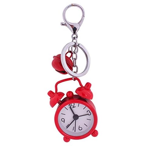 UKCOCO Stilvolle Uhr 1PC Mini Clock Keychain Wecker Keyring Kreative Schlüsselhalter Tasche Anhänger Geschenkschlüsselkette für Studenten Rot Cover