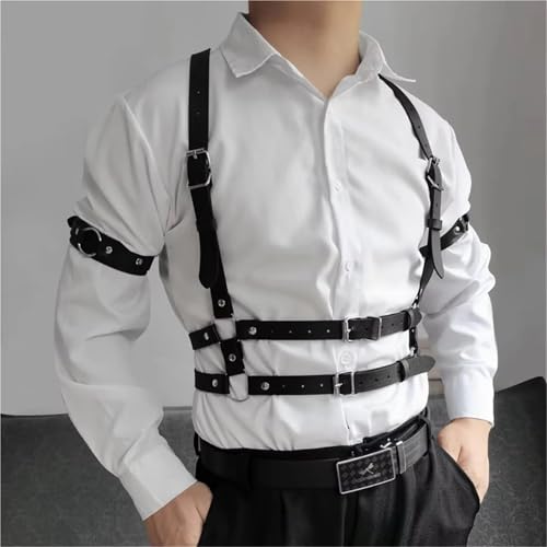 Tactical Techwear Hip Hop Punk Leather Body Harness Chest Shoulder Strap Men Multi Function Adjustable Gothic Waist Belt2