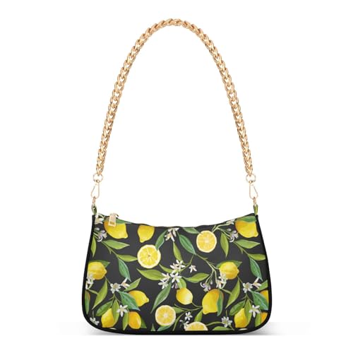 Shoulder Bags for Women Lemon Hobo Tote Handbag Small Clutch Purse with Zipper Closure