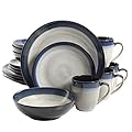 Gibson Elite Couture Bands 16-Piece Dinnerware Set, Blue