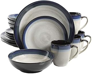 Gibson Elite Couture Bands 16-Piece Dinnerware Set, Blue
