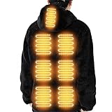 Fleece Heated Hoodie 9 Heated Zones Sweater Fluffy Wearable Hooded Sweatshirt Electric USB Charging Coat Unisex Teenagers Thermal Jacket Super Soft and Comfortable Body Warmer for Men Women