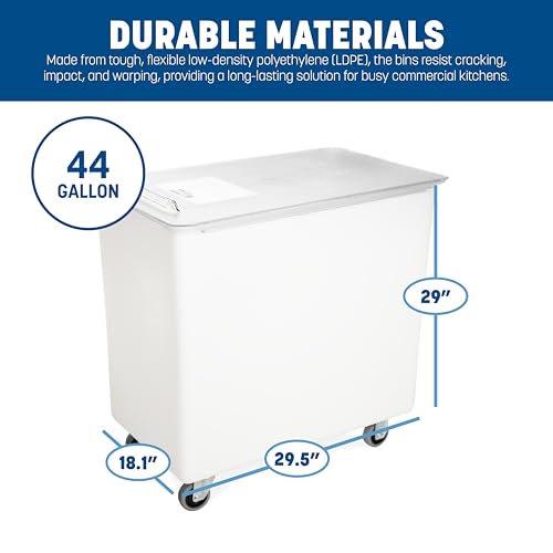 Image of Carlisle FoodService Products BIN4402 Portable Ingredient / Food Storage Bin with Sliding Lid, 44 Gallon, White
