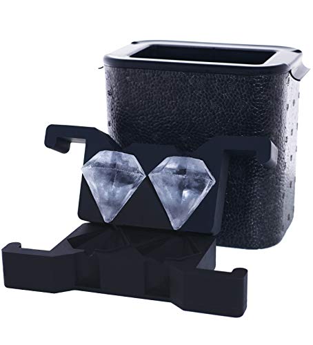 Crystal-Clear Diamond-Shaped Ice Maker, 2-Cavity Mold, 3-Dimensional, 2.25 Inch Large Diamond Cut Ice, by Better Kitchen Products
