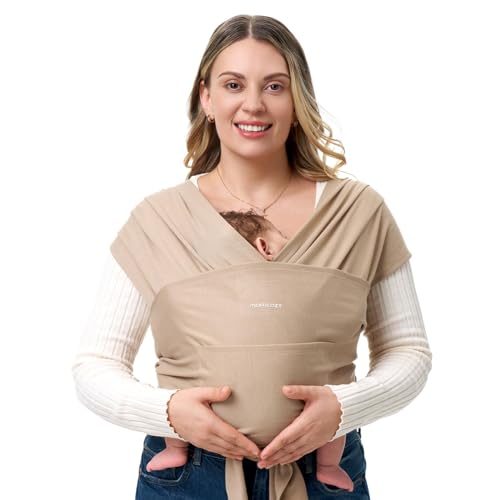 Momcozy Fular Portabebés Elástico para Recién Nacidos, Ajustable y Ergonómico, Manos Libres, 3,6–15 kg, Transpirable, Certificado OEKO-TEX 100, con Bolsa de Transporte