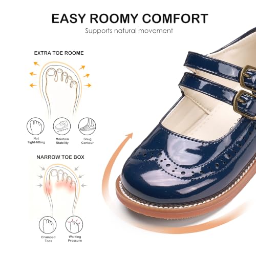 Image of Felix & Flora Toddler Girl Mary Jane Dress Shoes - School Oxford Flats for Girl Party Shoes.