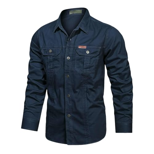 Chemise cargo à manches longues homme décontractée en coton rétro