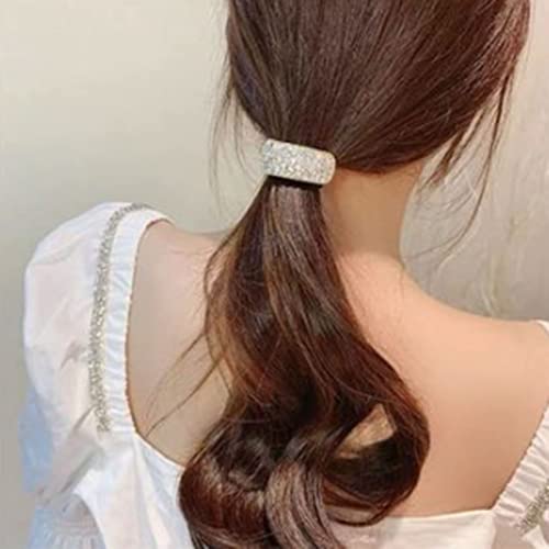 Zeshimb Boho Rhinestone Ponytail Holder Cuffs Geometric Elastic Scrunchies Gold Crystal Ponytail Hair Tie Band Luxury Ponytail Hairband Ring Hair Accessories For Women And Girls #TOP5