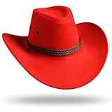 Photo Gallery thuizen classic western cowboy hat, sombrero de vaquero outdoor travel wide brim hats, finto suede, colore: rosso, adult regular size Photo Gallery thuizen classic western cowboy hat, sombrero de vaquero outdoor travel wide brim hats, finto suede, colore: rosso, adult regular size