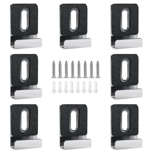 Image of 8 Packs Metal Mirror Holder Clips, Silver, with Rubber Pads | 1 /4 inch Heavy Duty, Mirror Hanging Kit, With Screws, Billboard Display