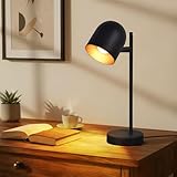 Kowanie lampara de mesa lampara de mesita de noche vintage retro: lampara de mesa salon industrial en metal negro oro E14 lampara de mesita de noche rustica con cable lampara de cama - sin bombilla