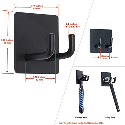 Yikla Adhesive Hooks, Bathroom Wall Towel Hooks, Black Stick Shower Razor Holder, Stainless Steel Door Hangers For Coat Loofah Robes Self Adhesive Organizer For Kitchen #TOP4