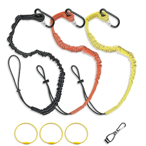 PUMHUBO Retractable Tool Lanyards for Hand Tools - 3 Pack Standard Length Tool Tether Lanyard with Carabiner and Adjustable Loop End, Scaffolding Roofing Fall Protection Tool Belts Accessories