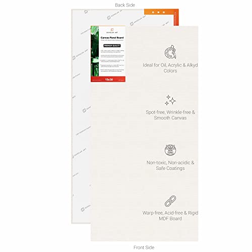 Image of Scholar Art Hobby Series 04 Oz (230 GSM) 100% Cotton Canvas Panel Board for Painting (White Blank Canvas Boards for Acrylic Paint, Oil Paint, Wet & Dry Media) | 15 inchx30 inch (37.5x75 cm), Pack of 4