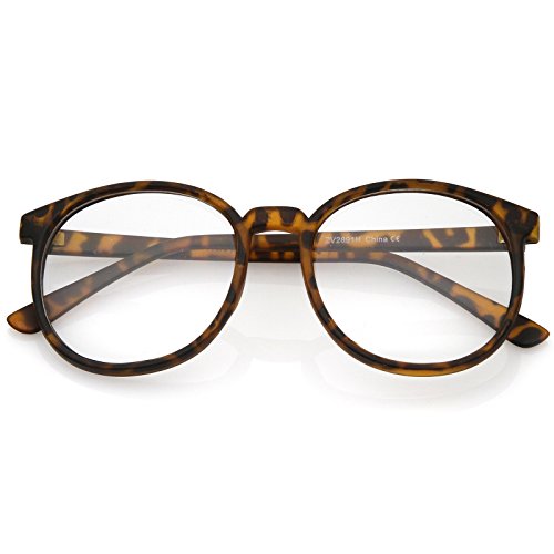 zeroUV Classic P3 Horn Rimmed Clear Lens Round Eyeglasses 53mm (Matte Orange-Tortoise/Clear)