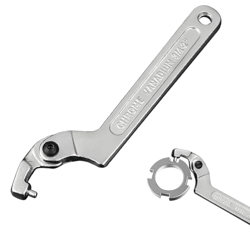 HECHKJ Verstellbarer Hakenschlüssel 1951 mm C Förmiger Schraubenschlüssel aus Chrom-Vanadium Nutmutternschlüssel für Motorrad Federbein Werkstatt & Reparatur