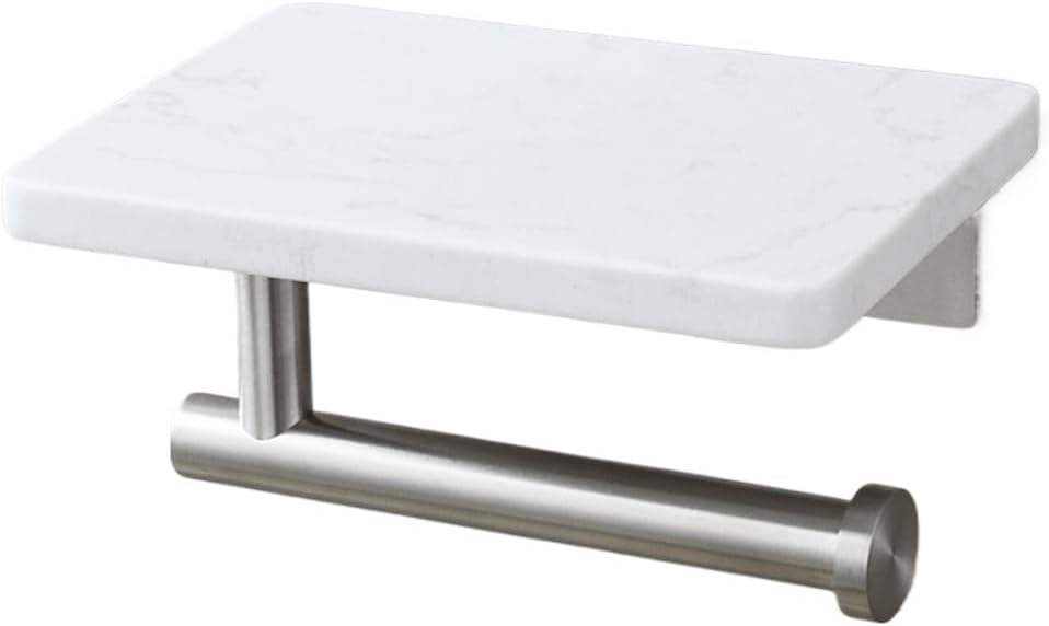 Toilet Paper Holder Toilet Paper Holder with Shelf Stainless Steel Bathroom Wall Mount Roll Tissue Dispenser Storage Bathroom Tissue(Brushed)