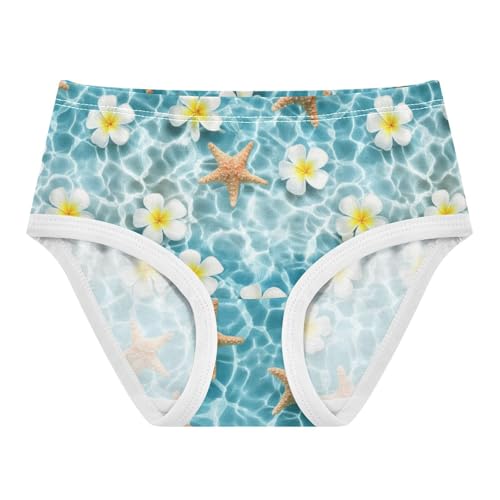 Joisal Starfish Flowers Ocean Blue Girl Panties Cute Girls Underwear Toddler Cotton Fun Print Undies Kids Briefs 2t