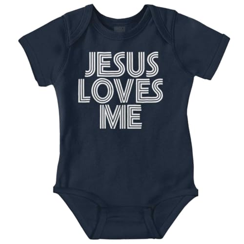 Brisco Brands Jesus Loves Me Retro Christian Baby Romper Boys or Girls