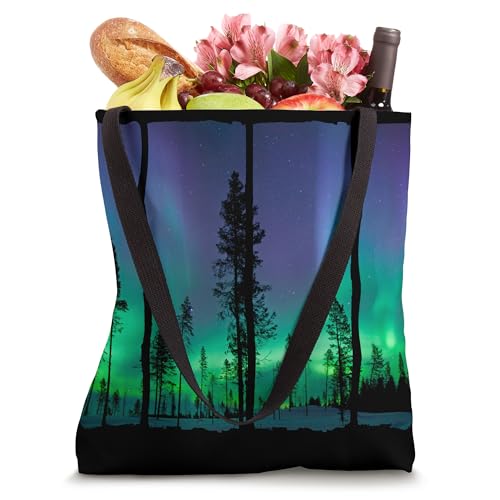 Bolso tote con diseño de aurora boreal y cielo nocturno miniatura 4