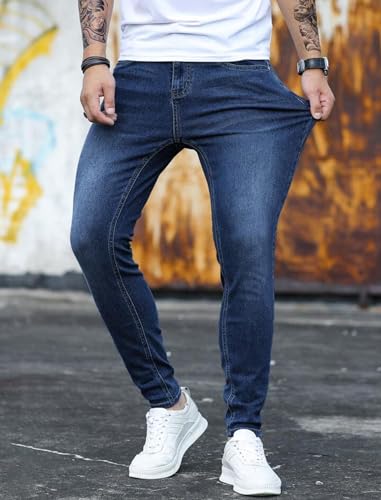 HUNGSON Skinny Jeans for Men Stretch Slim Fit Ripped Distressed4