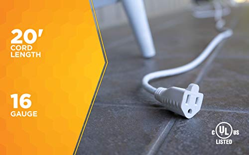 Coleman Cable 02352-01 20-Foot 16/3 Vinyl Landscape Outdoor Extension Cord, White by Coleman Cable