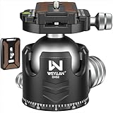 Low Profile Ball Head 52mm Tripod Head WEYLLAN DH52 Camera Head Mount, CNC Heavy Duty Ball Head with Two 1/4