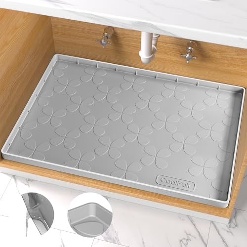 Waterproof Under Sink Mat, 31'' x 22'' Silicone Mat for Kitchen Bathroom