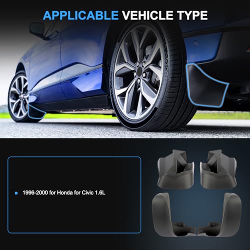 Image of ECCPP Front & Rear Mud Flaps Splash Guards fit for Honda Civic 1.6L 1996-2000 (Not fit Side Skirts) Coupe Sedan Mud Guards 4Pcs (No Drilling Required）