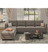 LLappuil Modular Sectional Sofa - 12-Seat Velvet Sleeper With Storage & 9 Ottomans - Waterproof Anti-Scratch Grey Sofa - View #14