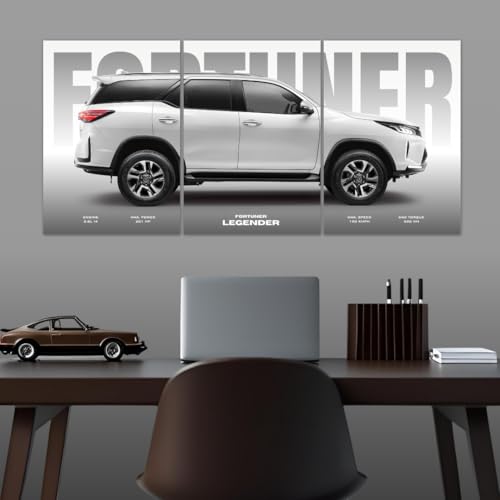 Image of Fortuner Poster Split Design Car Posters | Fortuner Legender 3 A3 Sized Cars Poster for Wall | Toyota Legender Large Size (89 x 42 cm) Wall Decor | Toyota Car Posters for Room | Mafia SUV (B 038)