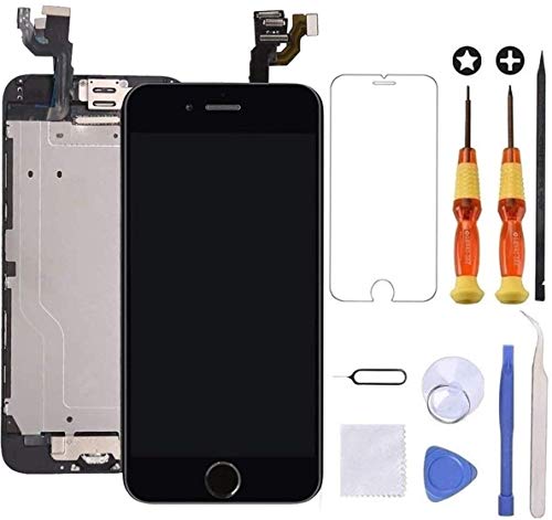 Brinonac Display per iPhone 6 Plus Schermo 5,5 Pollici Schermo LCD Touch Parti di Ricambio con Home Pulsante, Fotocamera, Stanghetta,Sensore Flex Utensili Inclusi (Nero)