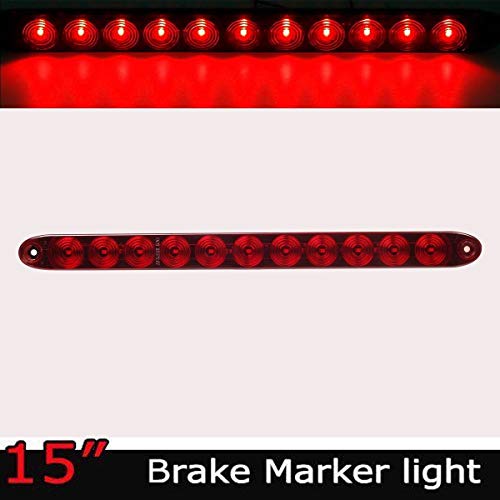 nirnanada 1 Barra de luz LED roja de 15 Pulgadas, Resistente al Agua, 11 Luces LED para Freno Trasero, para camión o Remolque