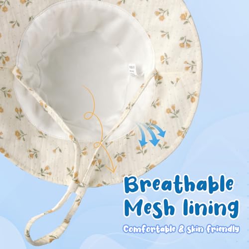 Image of Muslin Baby Sun Hat Sun Protection Baby Toddler Bucket Hats for Boys Girls