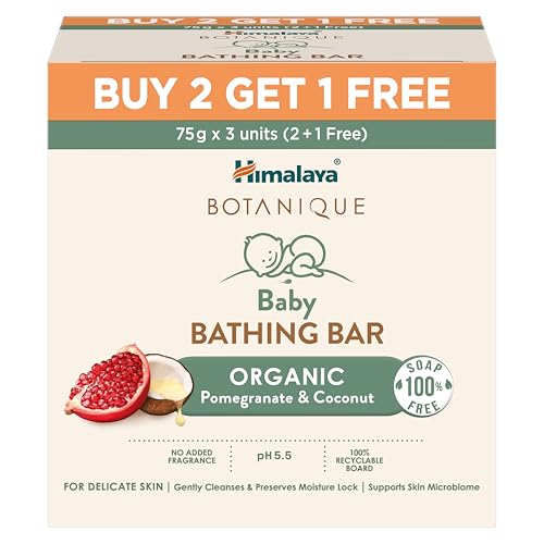 Image of Himalaya Botanique Baby Bathing Bar 75g (B 2+1) | Organic | Preserve Moisture Lock | No Tears | Dermatologically Tested | Helps Protect Skin Barrier | pH 5.5 | Hypoallergenic | No Added Fragrance
