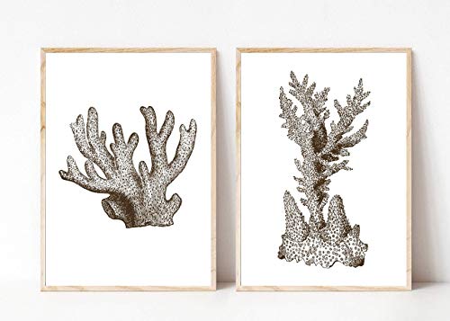 Din A4 Krake & Kugelfisch Kunstdruck 2-tlg - Maritime Aquarell Kunst