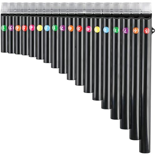 18 Pipes Pan Flute C Key - Instrument Design for Easy Play, Perfect for Students and Learning-Beginner-Friendly (Black)