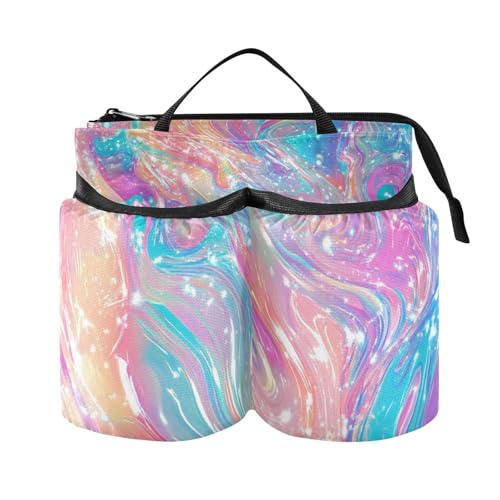 Image of Luggage Cup Holder for Suitcases Free Hands Suitcase Cup Holder Travel Luggage Drink Holder Portable Luggage Cup Caddy Bag Carrier with Handle Pink Liquid Gradient